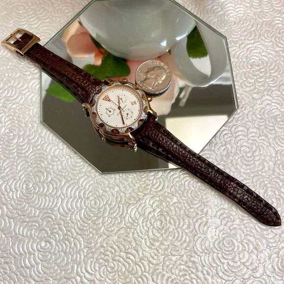 BCBGMaxAzaria Crystal Accented Rose Gold-tone Stainless Steel Chronograph Watch - Picture 9 of 16